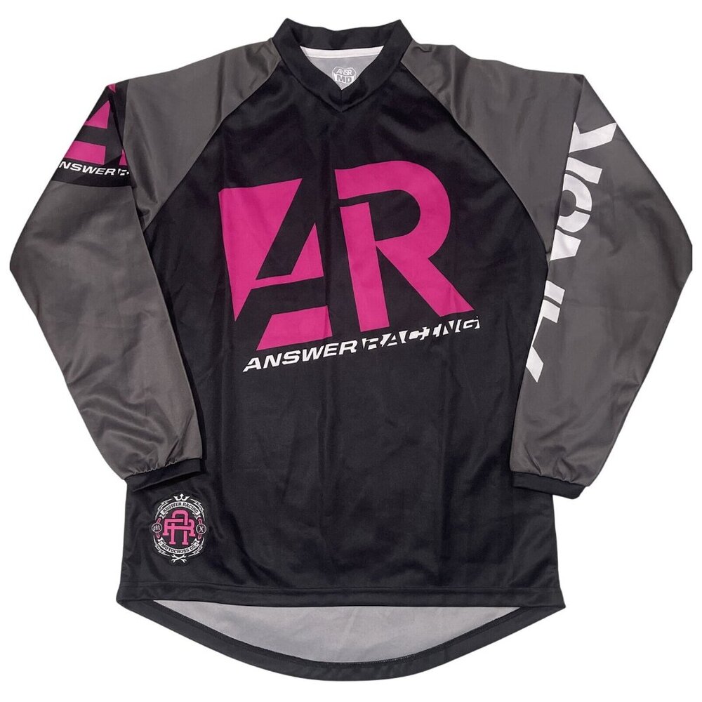 Answer Racing Motorcross Womens Pink/Gray/Blk Long Sleeve‎ Pullover Medium